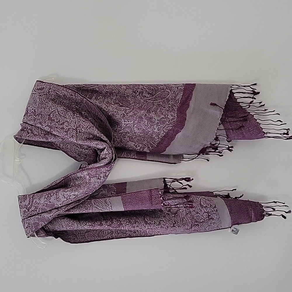 Purple Paisley Pashmina, One Size